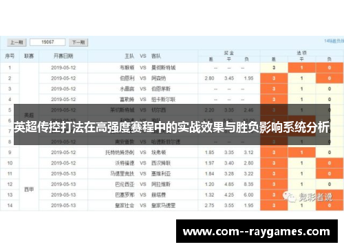 英超传控打法在高强度赛程中的实战效果与胜负影响系统分析 英超传控打法在高强度赛程中的实战效果与胜负影响系统分析
